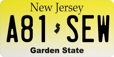 NJ license plate A81SEW