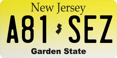 NJ license plate A81SEZ