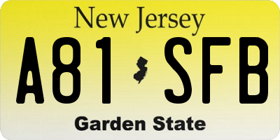 NJ license plate A81SFB