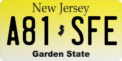 NJ license plate A81SFE