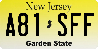 NJ license plate A81SFF