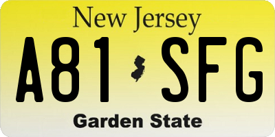 NJ license plate A81SFG