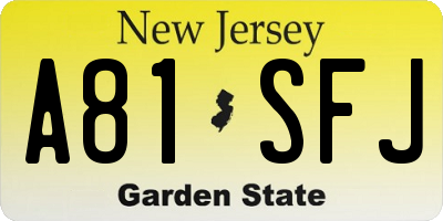 NJ license plate A81SFJ