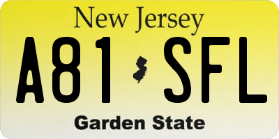 NJ license plate A81SFL