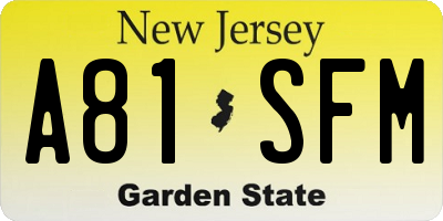 NJ license plate A81SFM
