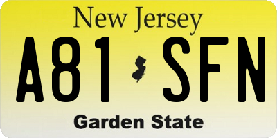 NJ license plate A81SFN