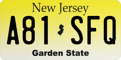 NJ license plate A81SFQ