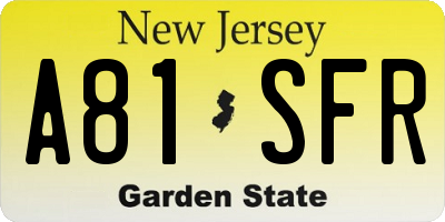 NJ license plate A81SFR