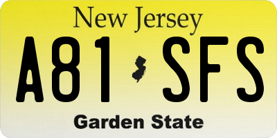 NJ license plate A81SFS