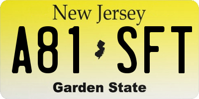 NJ license plate A81SFT