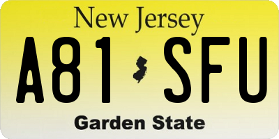 NJ license plate A81SFU