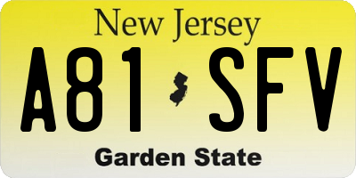 NJ license plate A81SFV