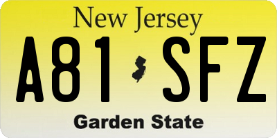 NJ license plate A81SFZ
