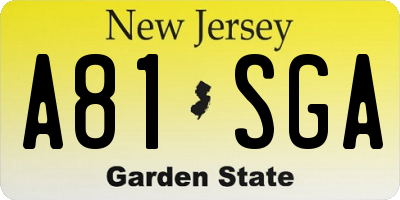 NJ license plate A81SGA