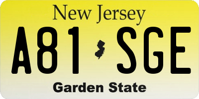 NJ license plate A81SGE