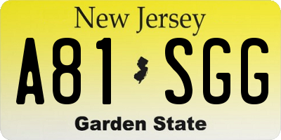 NJ license plate A81SGG