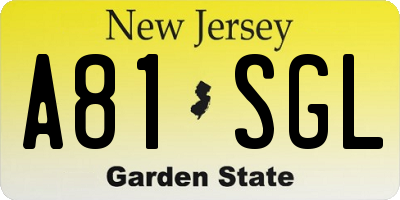 NJ license plate A81SGL