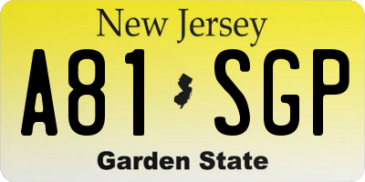 NJ license plate A81SGP