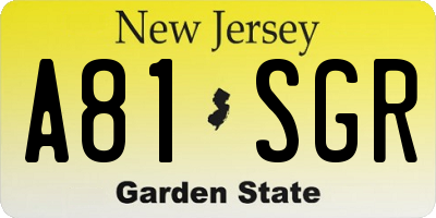 NJ license plate A81SGR