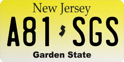NJ license plate A81SGS