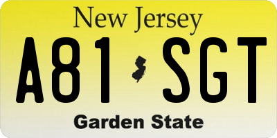 NJ license plate A81SGT