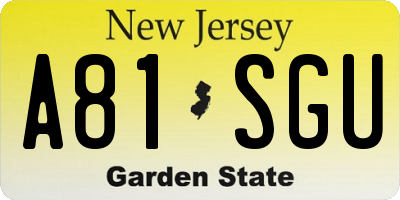 NJ license plate A81SGU