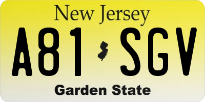 NJ license plate A81SGV