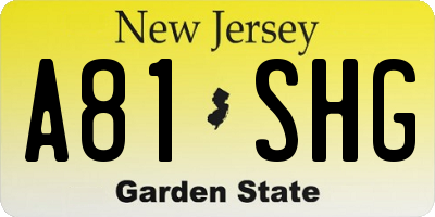 NJ license plate A81SHG
