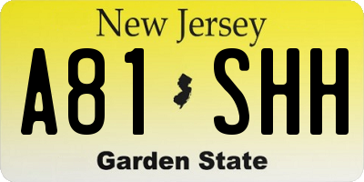 NJ license plate A81SHH