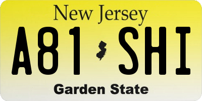 NJ license plate A81SHI