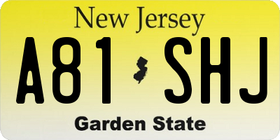 NJ license plate A81SHJ