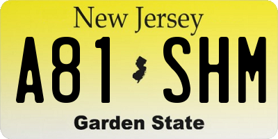 NJ license plate A81SHM