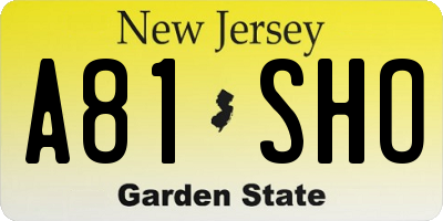 NJ license plate A81SHO