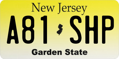 NJ license plate A81SHP