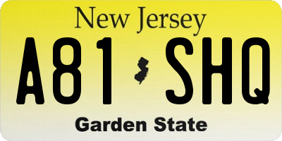 NJ license plate A81SHQ