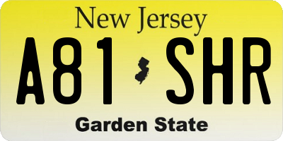 NJ license plate A81SHR