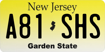 NJ license plate A81SHS