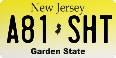 NJ license plate A81SHT
