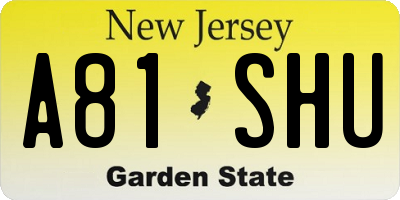 NJ license plate A81SHU