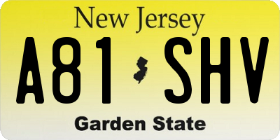 NJ license plate A81SHV