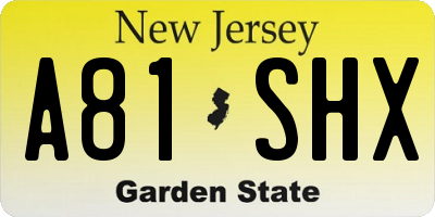 NJ license plate A81SHX
