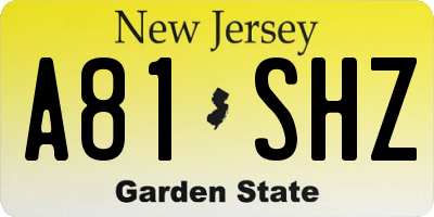 NJ license plate A81SHZ