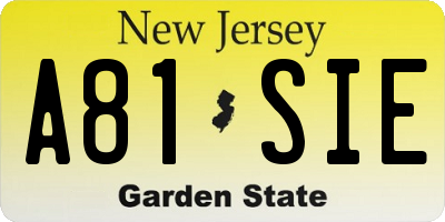 NJ license plate A81SIE
