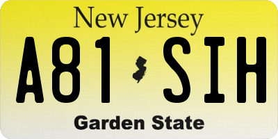 NJ license plate A81SIH
