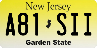NJ license plate A81SII