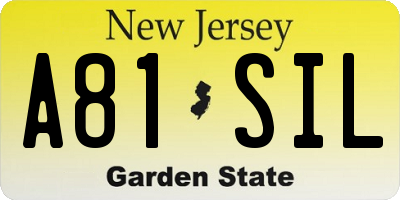 NJ license plate A81SIL