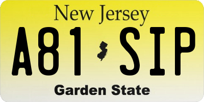 NJ license plate A81SIP