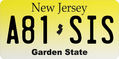 NJ license plate A81SIS