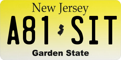 NJ license plate A81SIT
