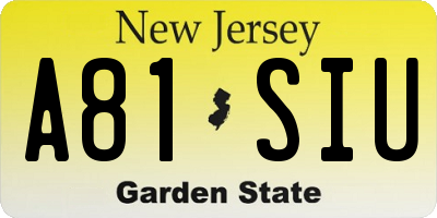 NJ license plate A81SIU
